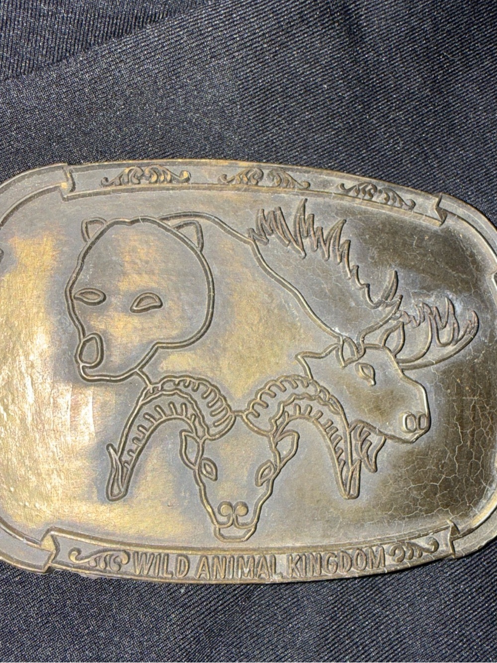 Wild Animal Kingdom Brass Belt Buckle - vintage F.J 80’s
